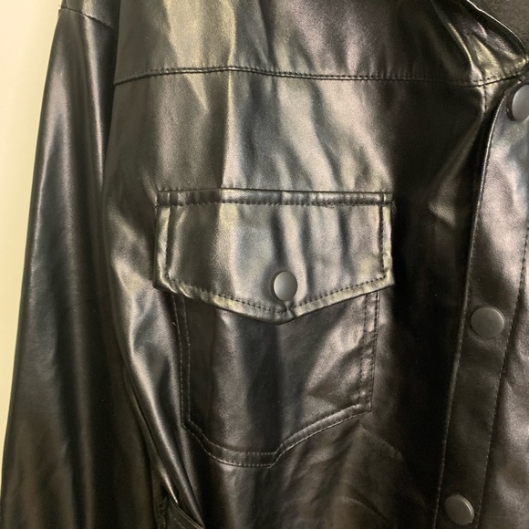 Black PU Faux Leather Jackets #163 - Picture 6 of 13